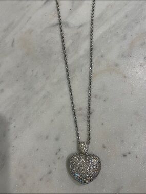 KC Chic Silver & Crystal Heart Necklace